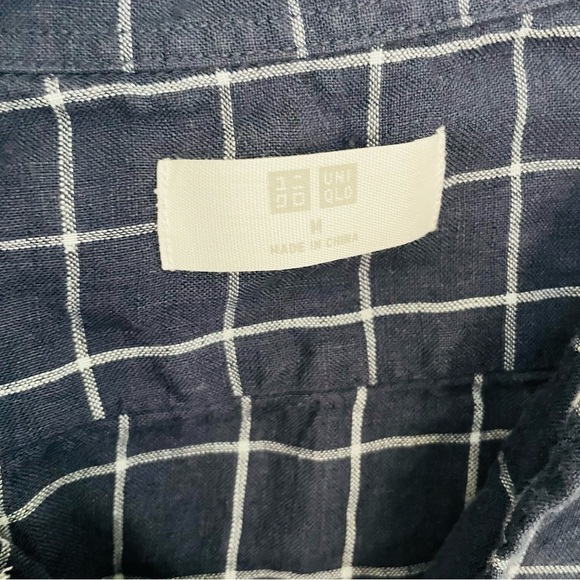 Uniqlo Blue White Plaid Button Down Shirt Size M - Picture 6 of 14